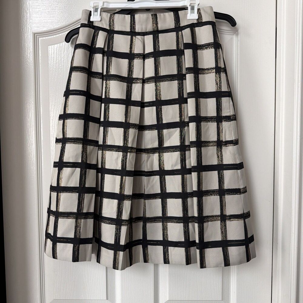 Eliza J Women’s Skirt Gold Black Beige Skirt W/ Pockets Size 4 Tulle Underskirt